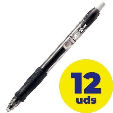 BIC Gel-Ocity Original Bolígrafos Retráctiles de Tinta Gel Negro, 0.7mm (Set de 12)